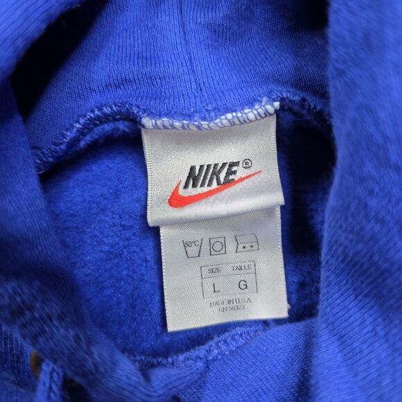 VINTAGE Nike Sweatshirt Mens Large Blue Swoosh Pullover Hoodie Made USA 90s - Picture 6 of 8